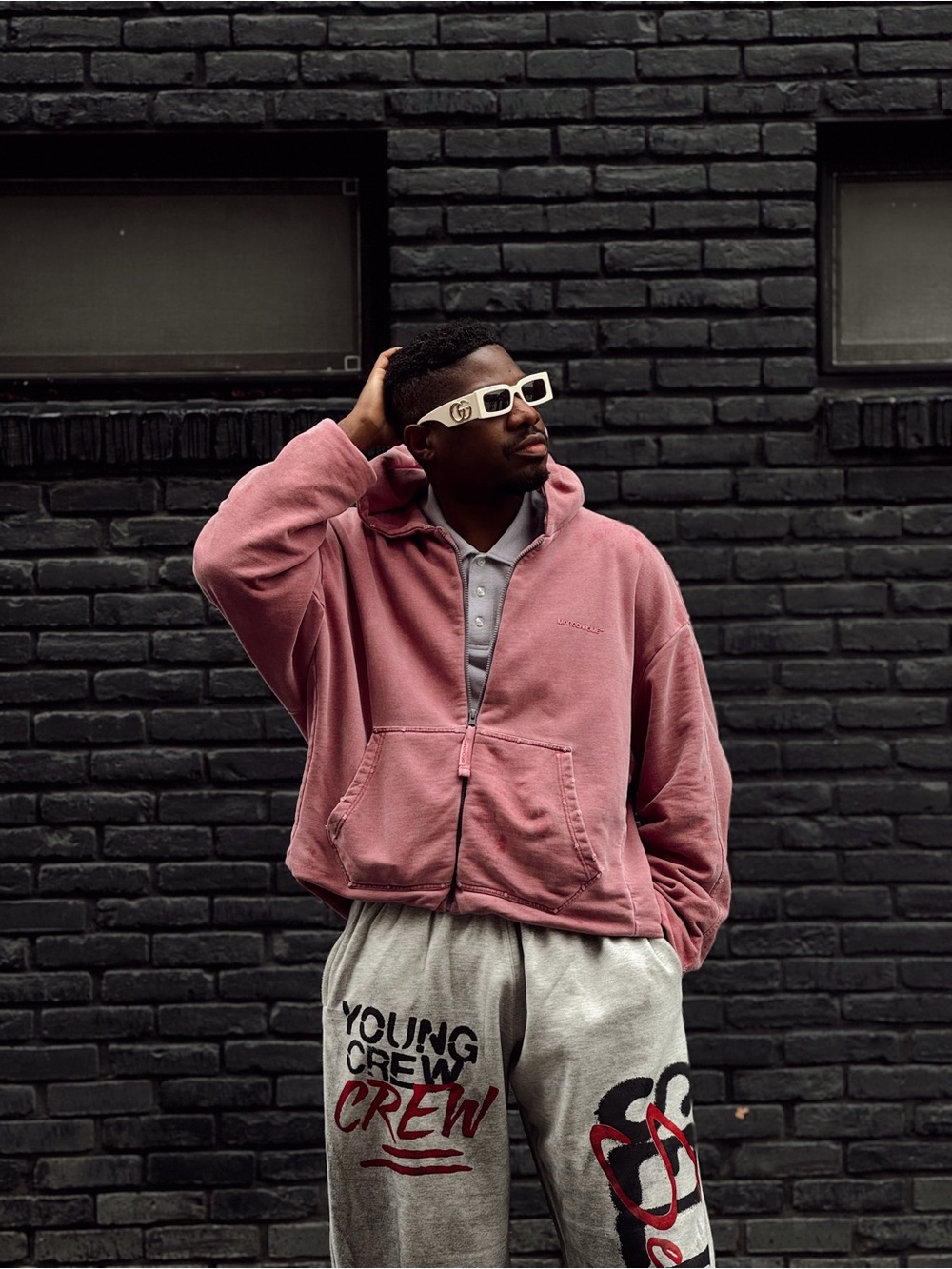 Uni-Sex Dusty Rose Zip-Up Hoodie Sweater